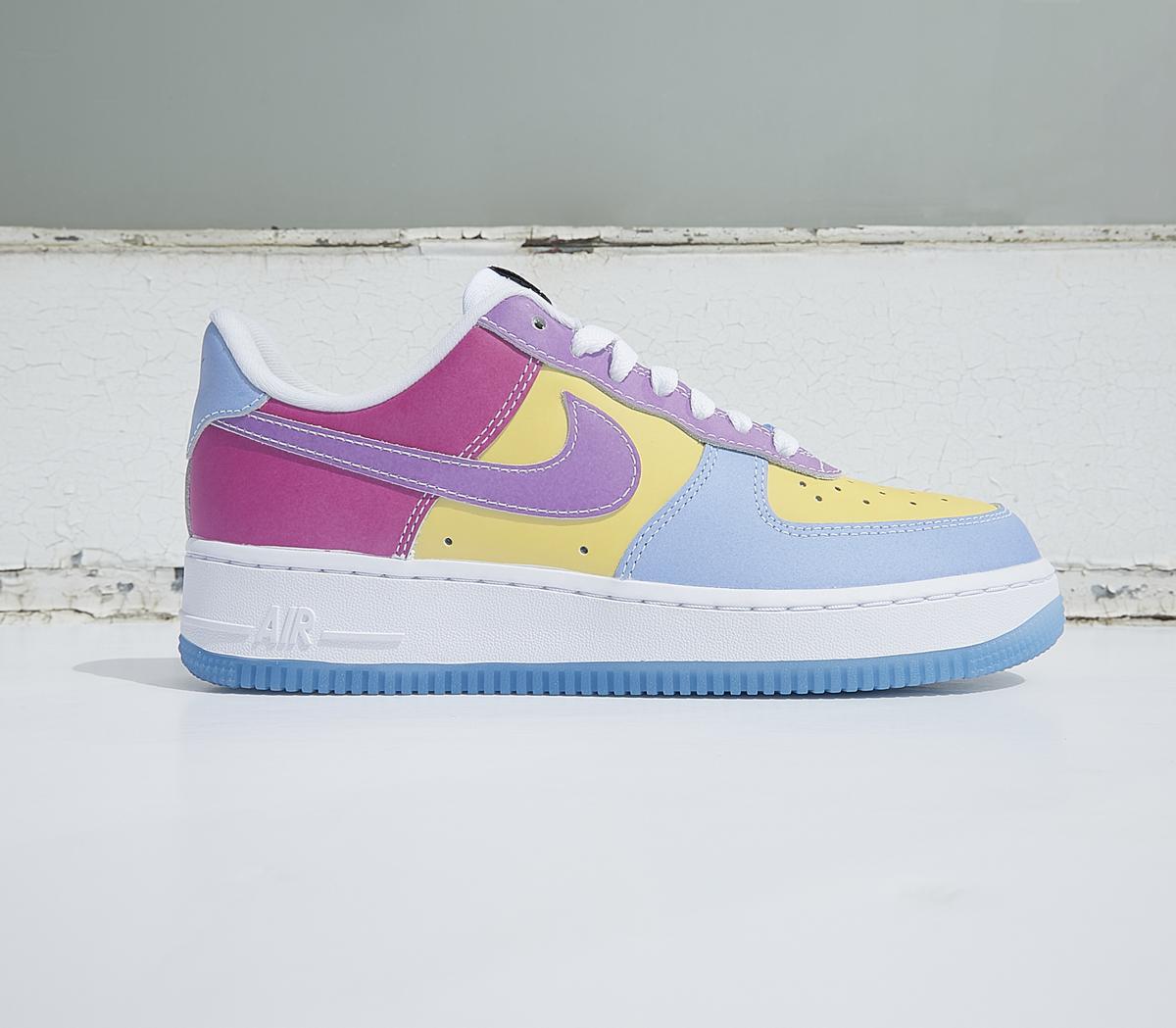 Nike Air Force 1 07 UV Trainers Lx White Univ Blue Black White White ...