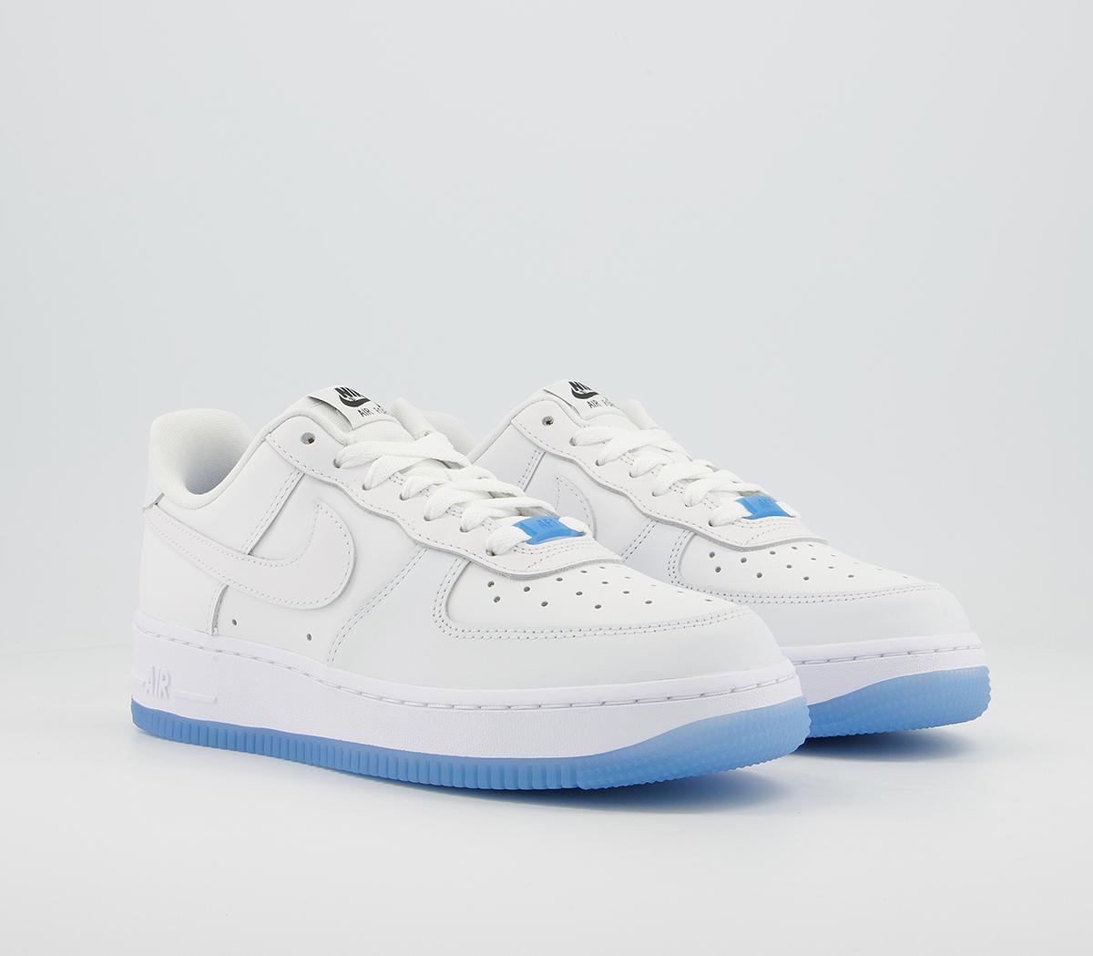 Nike Air Force 1 07 UV Trainers Lx White Univ Blue Black White White ...