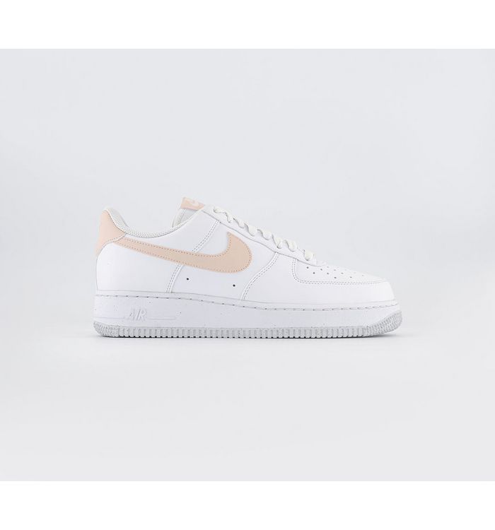 Nike Air Force 1 07 Trainers White Pale Coral Black Metallic Silver