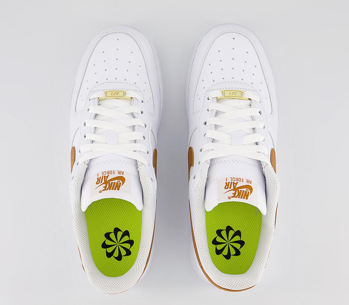 white & gold air force 1 essential trainers