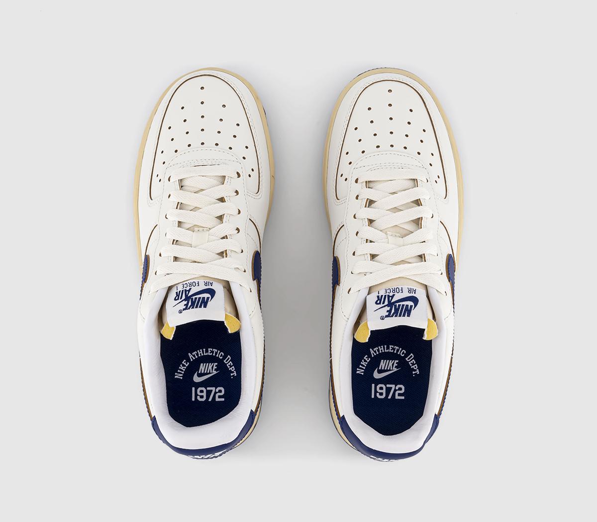 NikeAir Force 1 07 Trainers NikeAir Force 1 07 TrainersSail Deep Royal Blue Pale Vanilla Gold Suede White