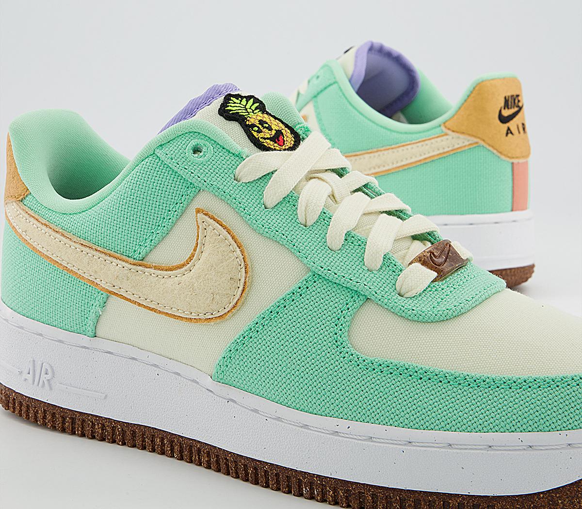 Nike Air Force 1 07 Trainers Nike Air Force 1 07 Trainers Green Glow Coconut Milk Gold Purple Apricot Agate