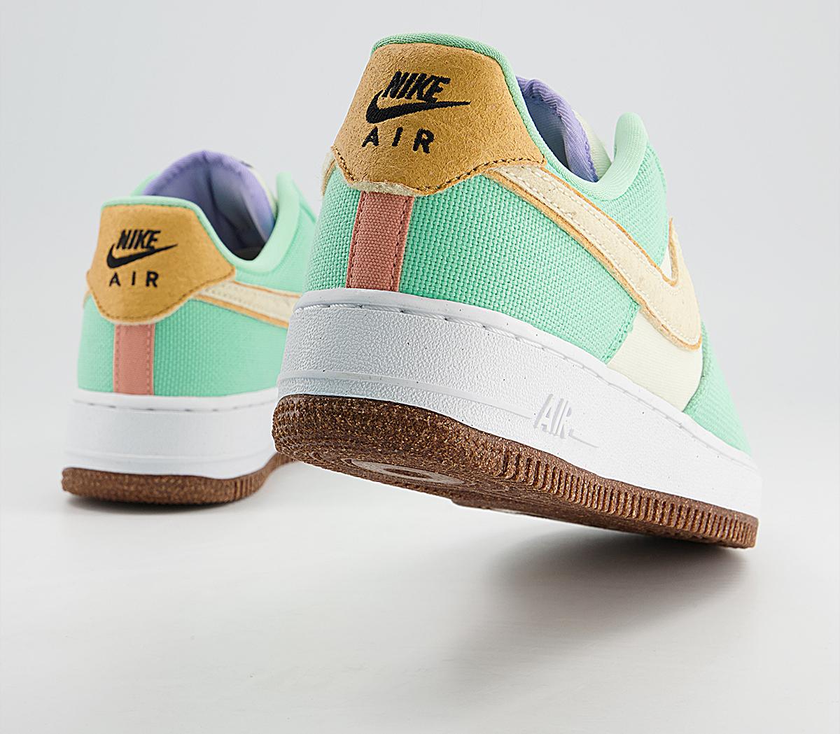 Nike Air Force 1 07 Trainers Nike Air Force 1 07 Trainers Green Glow Coconut Milk Gold Purple Apricot Agate