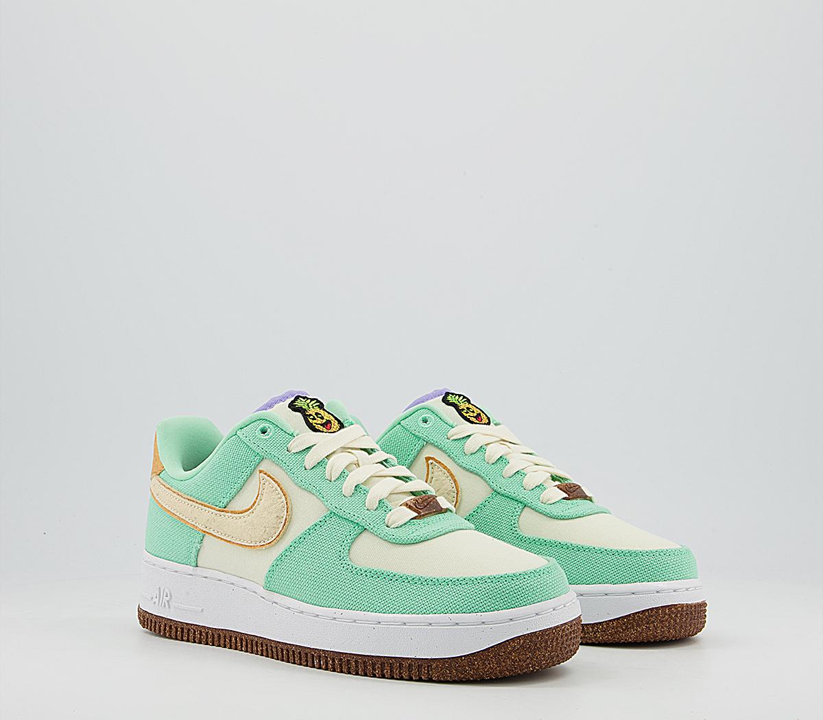 Nike Air Force 1 07 Trainers Nike Air Force 1 07 Trainers Green Glow Coconut Milk Gold Purple Apricot Agate