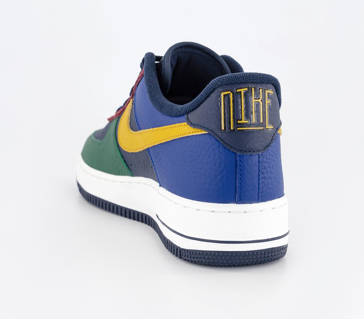 Nike Air Force 1 07 Trainers Nike Air Force 1 07 Trainers Gorge Green Gold Suede Obsidian Deep Royal Blue Te