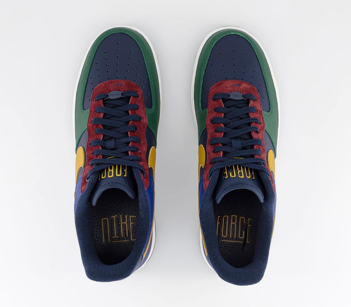 Nike Air Force 1 07 Trainers Nike Air Force 1 07 Trainers Gorge Green Gold Suede Obsidian Deep Royal Blue Te