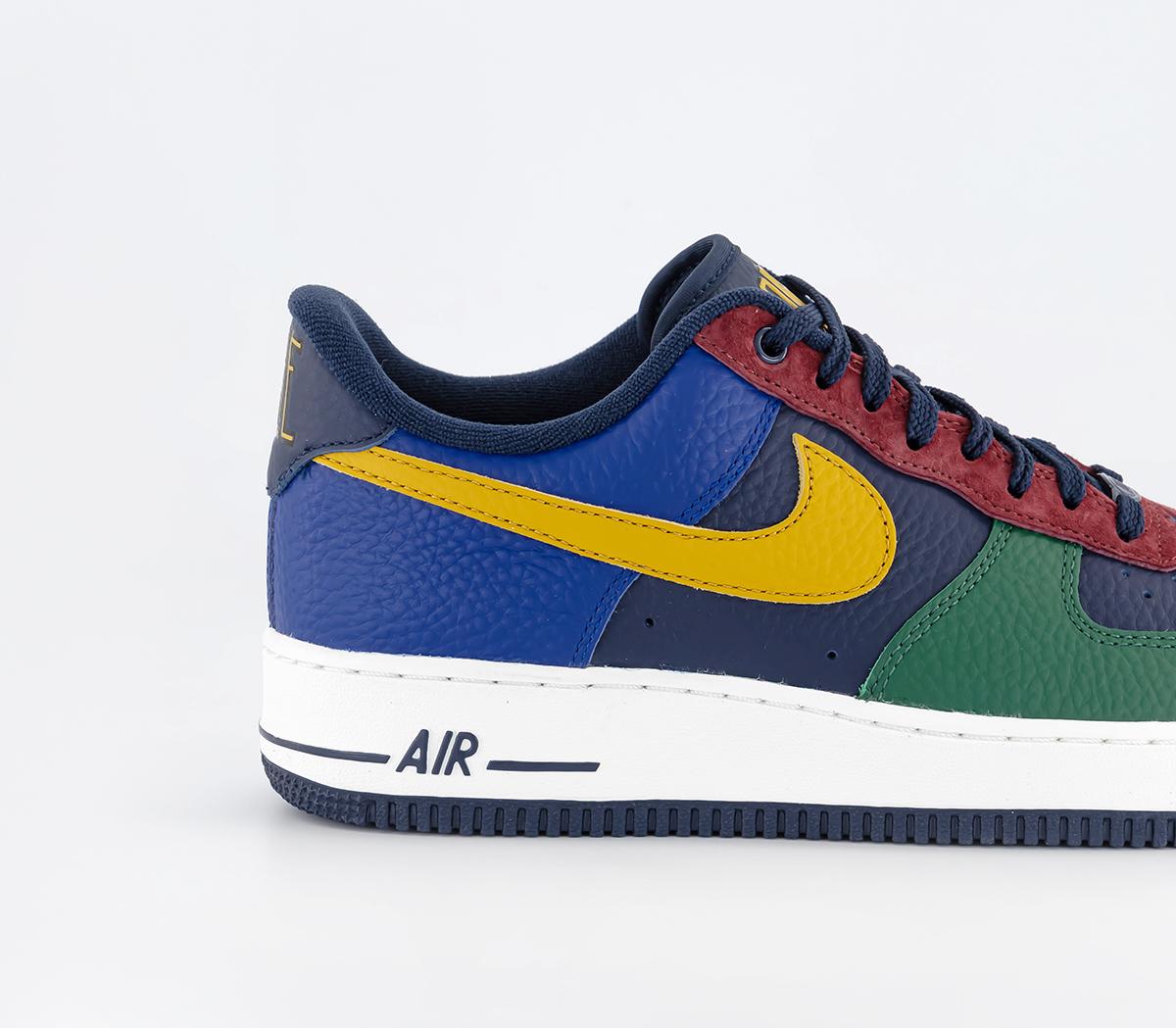 Nike Air Force 1 07 Trainers Nike Air Force 1 07 Trainers Gorge Green Gold Suede Obsidian Deep Royal Blue Te