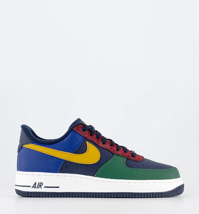 Nike Air Force 1 07 Trainers Gorge Green Gold Suede Obsidian Deep Royal Blue Te