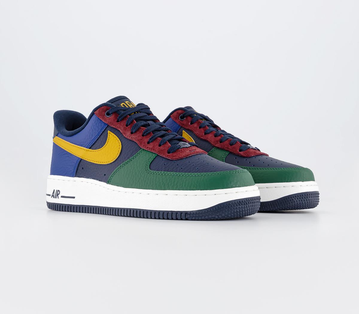 Nike Air Force 1 07 Trainers Nike Air Force 1 07 Trainers Gorge Green Gold Suede Obsidian Deep Royal Blue Te