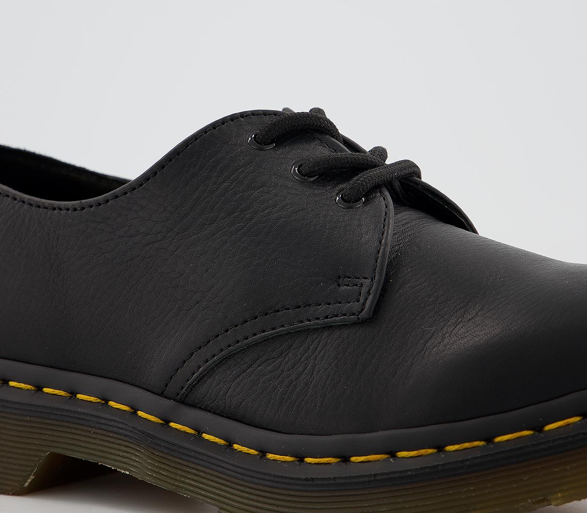 Dr. Martens 3 Eyelet Lace Up Shoes Black Virginia - Flat Shoes for Women