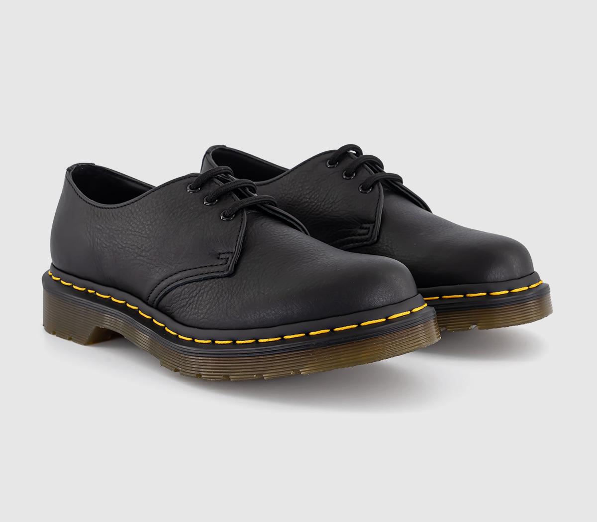 Dr. Martens 3 Eyelet Lace Up Shoes Black Virginia - Flat Shoes for Women