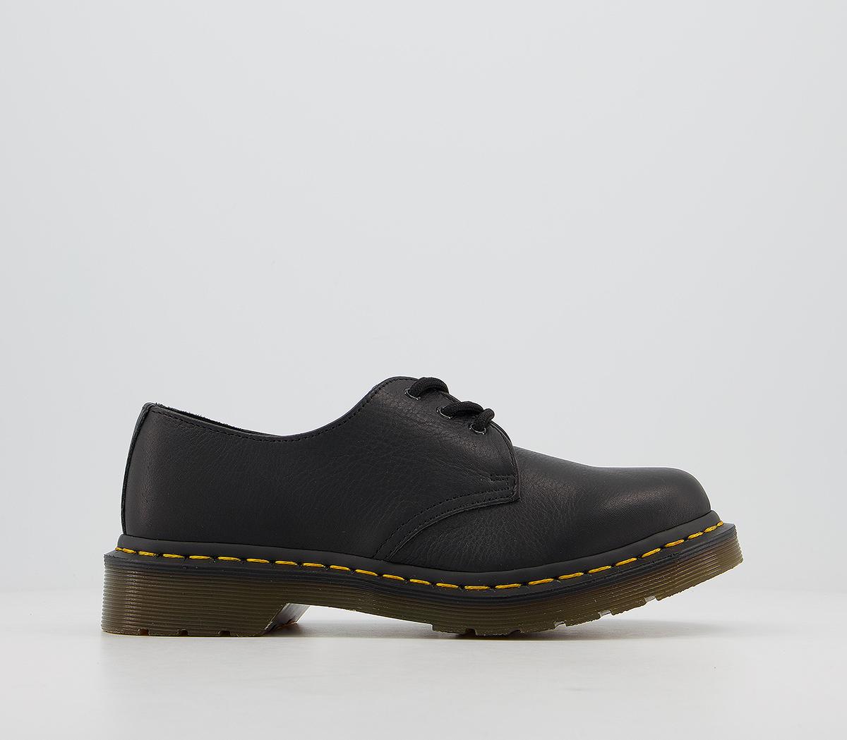 Black Leather Plain Classic 3-eyelet Virginia Shoes