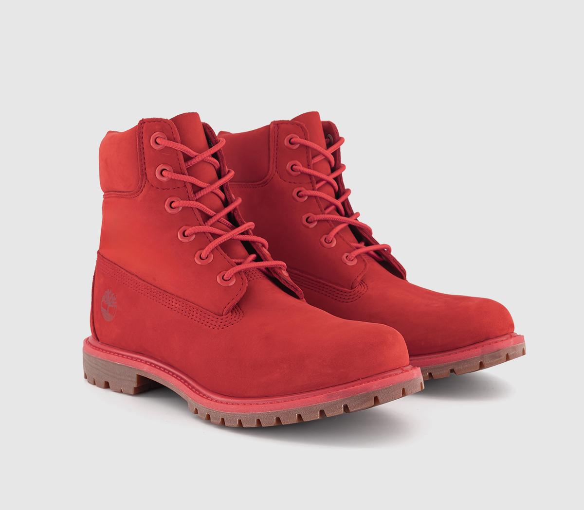Timberland Womens Premium 6 Boots Medium Red Nubuck