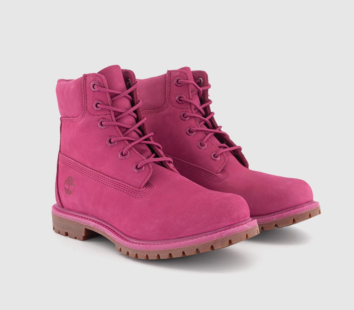 Timberland Womens Premium 6 Boots Dark Pink Nubuck, 3