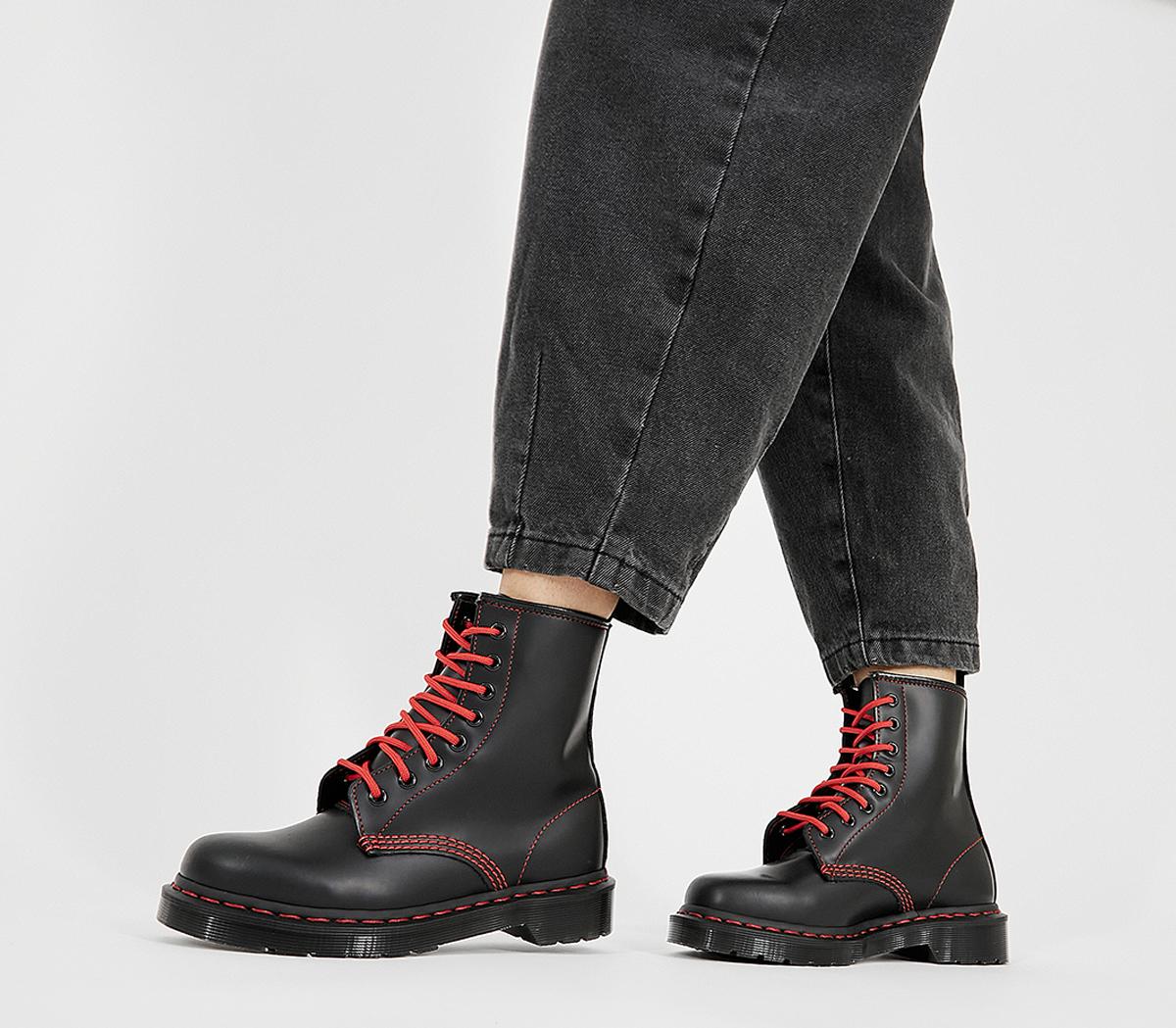 black and red lace up boots