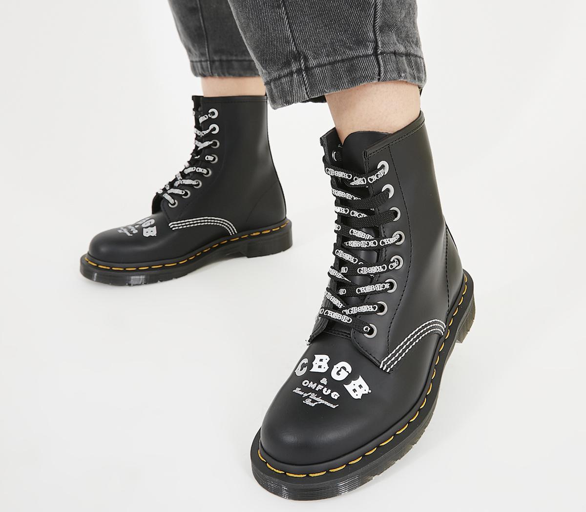 Dr. Martens8 Eyelet Lace Up BootsCbgb Black Milled Smooth