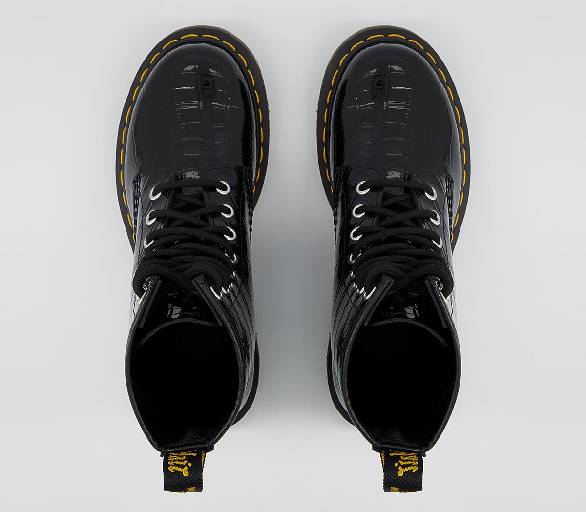 Dr. Martens 8 Eyelet Lace Up Boots Dr. Martens 8 Eyelet Lace Up Boots Black Patent Lamper Croc Emboos