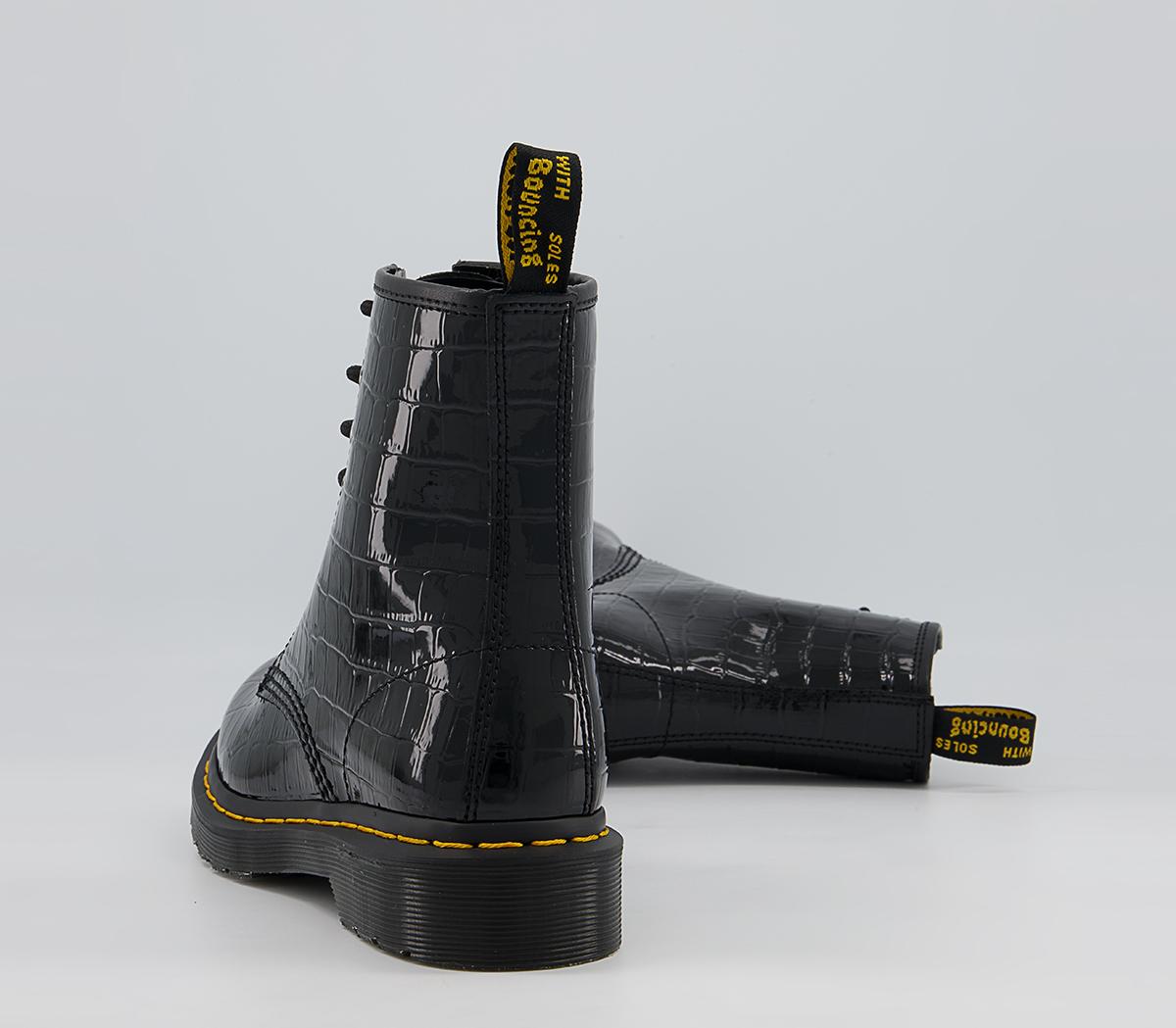 Dr. Martens 8 Eyelet Lace Up Boots Dr. Martens 8 Eyelet Lace Up Boots Black Patent Lamper Croc Emboos