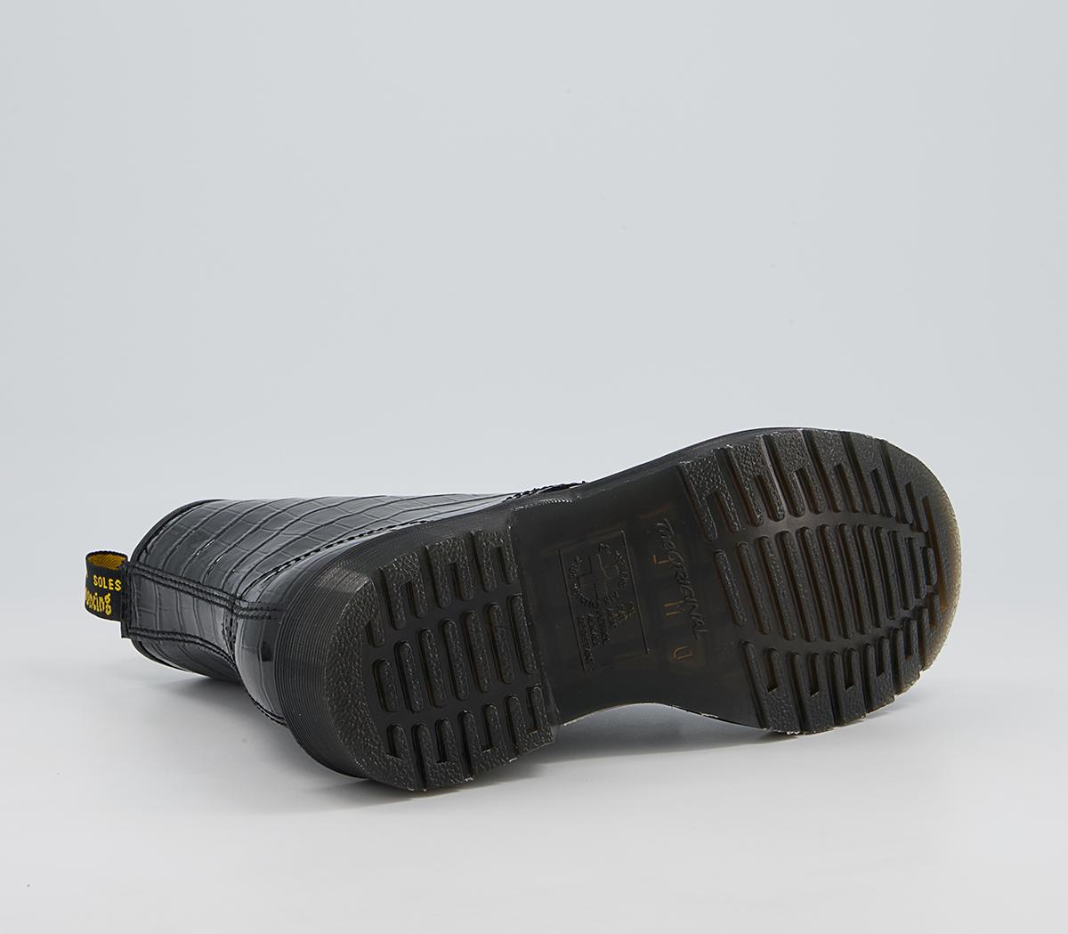 Dr. Martens 8 Eyelet Lace Up Boots Dr. Martens 8 Eyelet Lace Up Boots Black Patent Lamper Croc Emboos