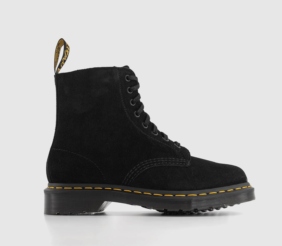 8 Eyelet Lace Up Boots Black Eh Suede