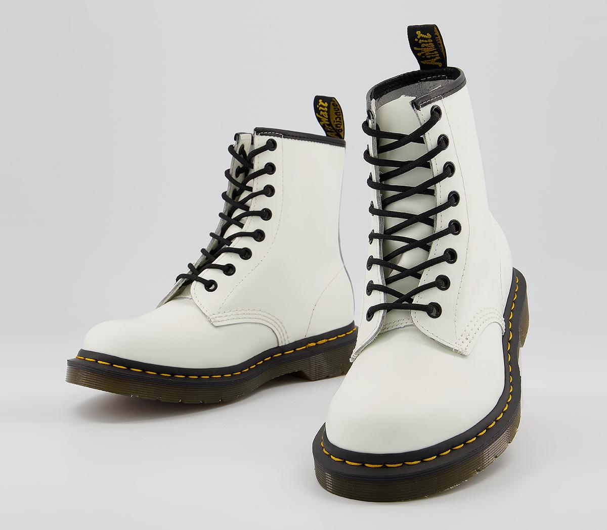 Dr. Martens 8 Eyelet Lace Up Boots White - Women's Ankle Boots