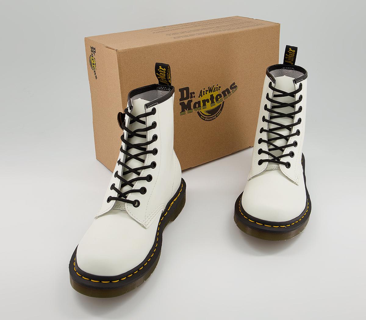 Dr. Martens 8 Eyelet Lace Up Boots White - Women's Ankle Boots