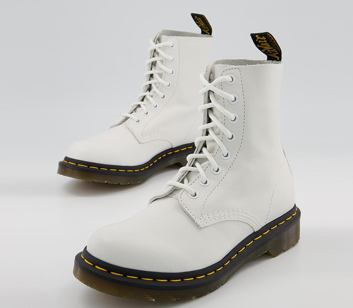 Dr. Martens 8 Eyelet Lace Up Boots White Virginia - Women's Ankle Boots