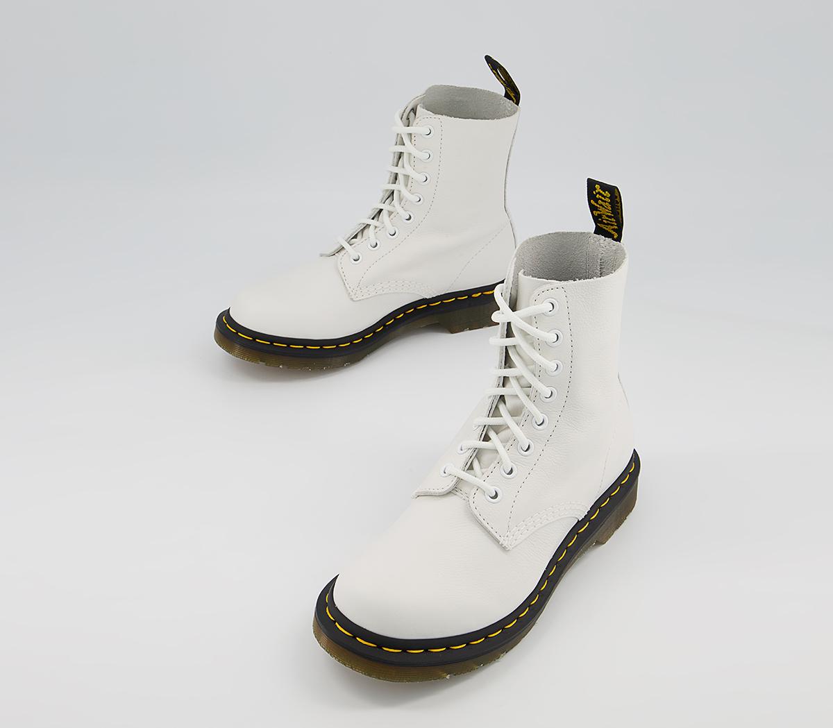 Dr. Martens 8 Eyelet Lace Up Boots White Virginia - Women's Ankle Boots