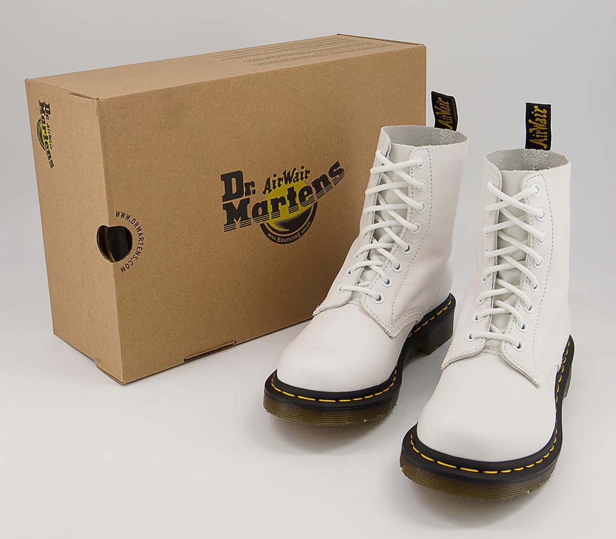 Dr. Martens 8 Eyelet Lace Up Boots White Virginia - Women's Ankle Boots