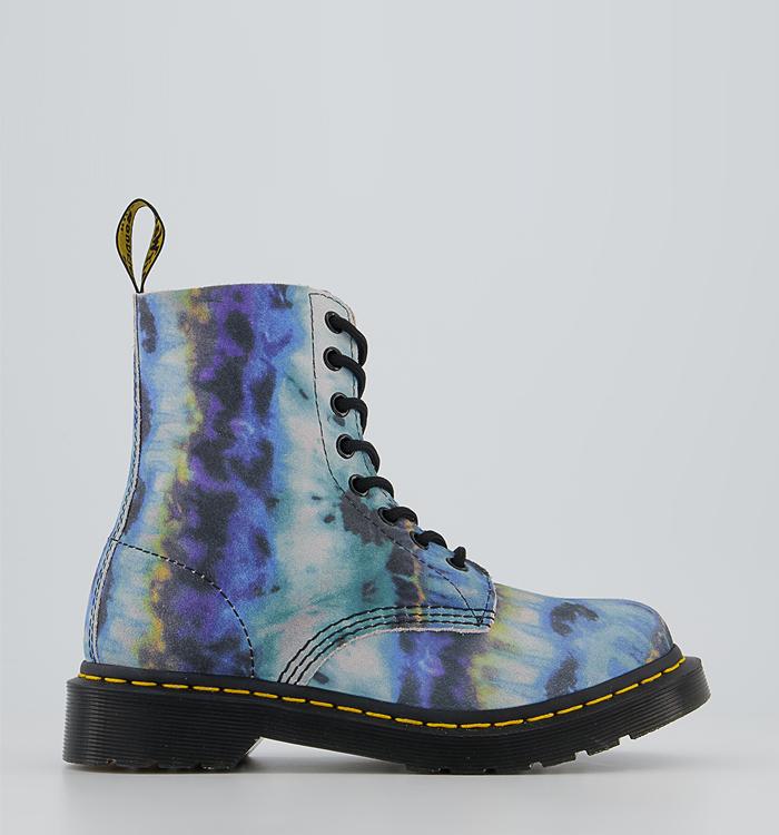 Dr. Martens 8 Eyelet Lace Up Boots Blue Summer Tie Dye