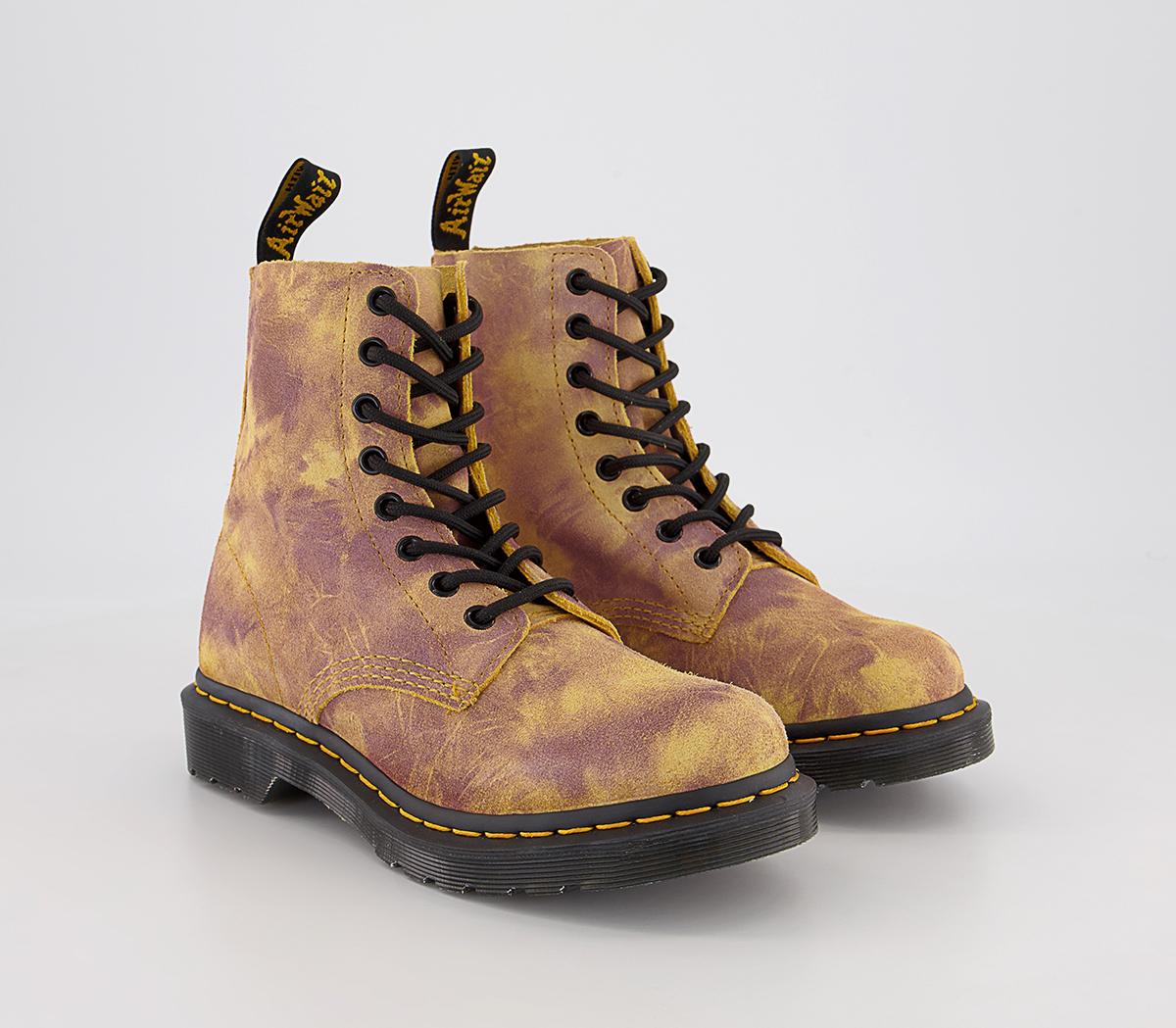 Dr. Martens8 Eyelet Lace Up Boots Dr. Martens8 Eyelet Lace Up BootsBurnt Yellow Grunge Tie Dye