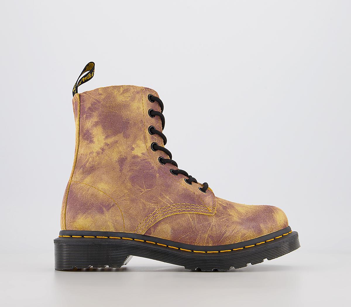 Dr. Martens8 Eyelet Lace Up BootsBurnt Yellow Grunge Tie Dye