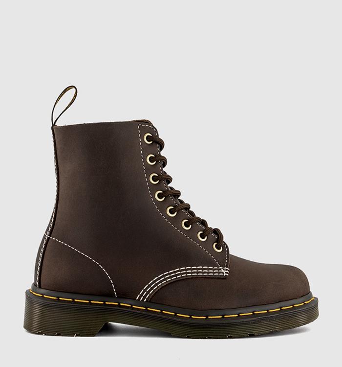 Dr. Martens 8 Eyelet Lace Up Boots Dark Brown Wyoming