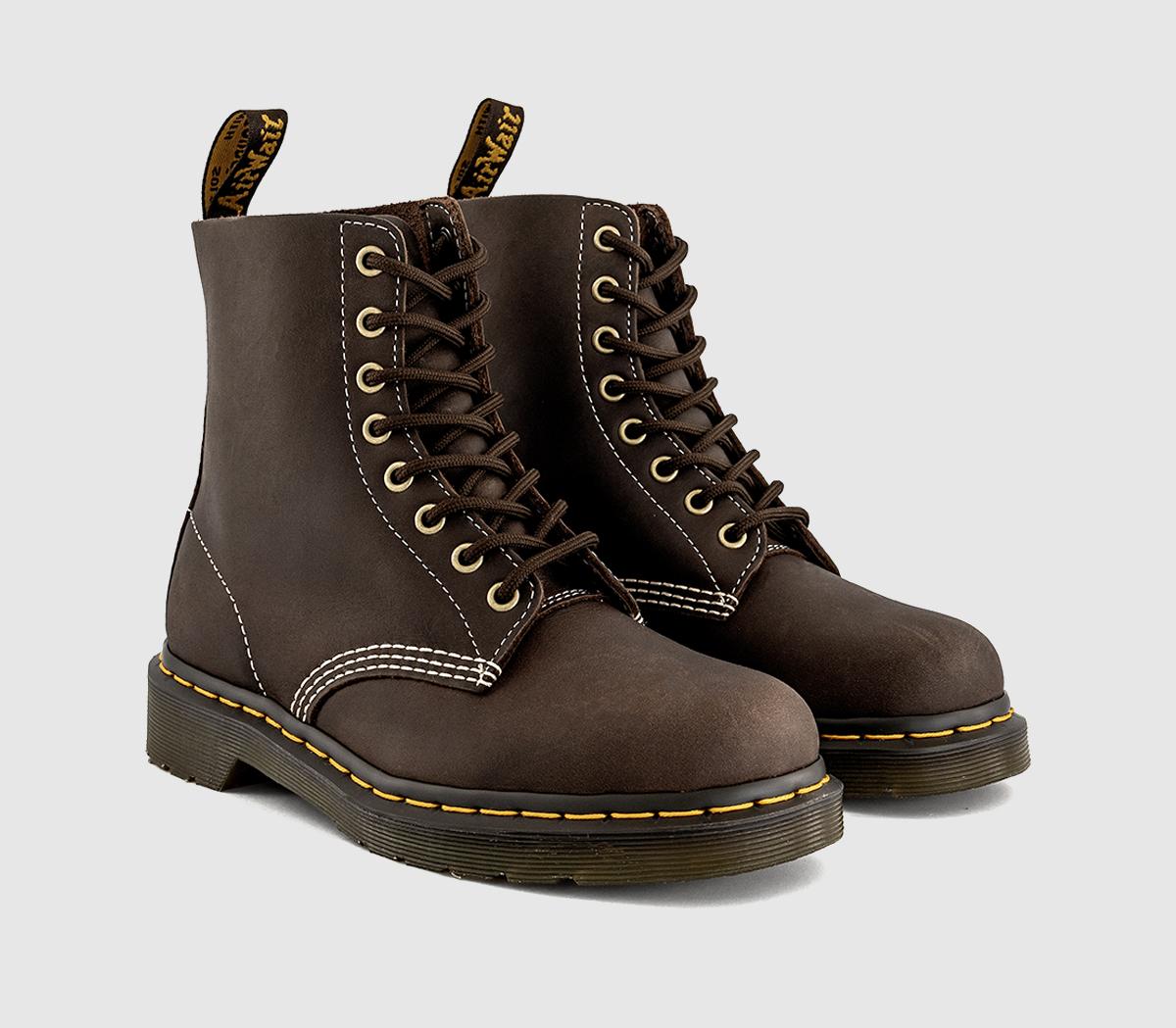 Dr. Martens 8 Eyelet Lace Up Boots Dark Brown Wyoming - Women's