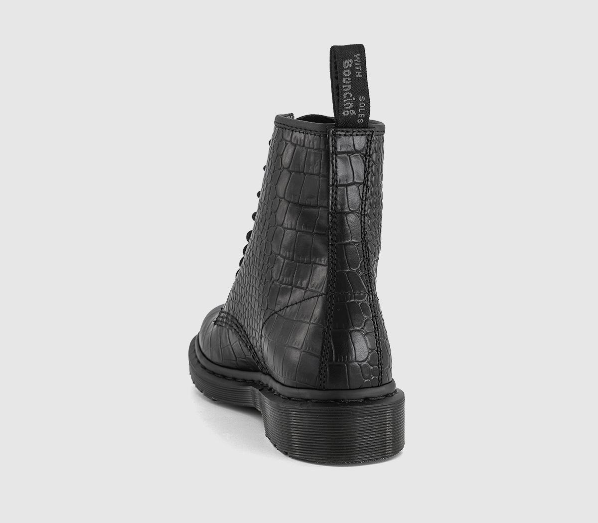 Dr. Martens8 Eyelet Lace Up BootsBlack Croco