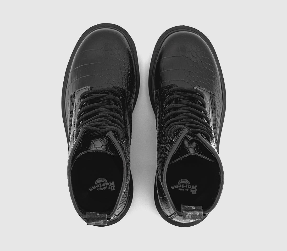 Dr. Martens8 Eyelet Lace Up BootsBlack Croco