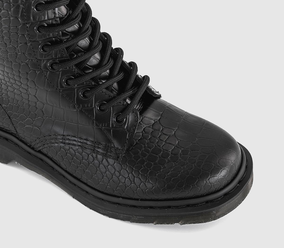 Dr. Martens8 Eyelet Lace Up BootsBlack Croco