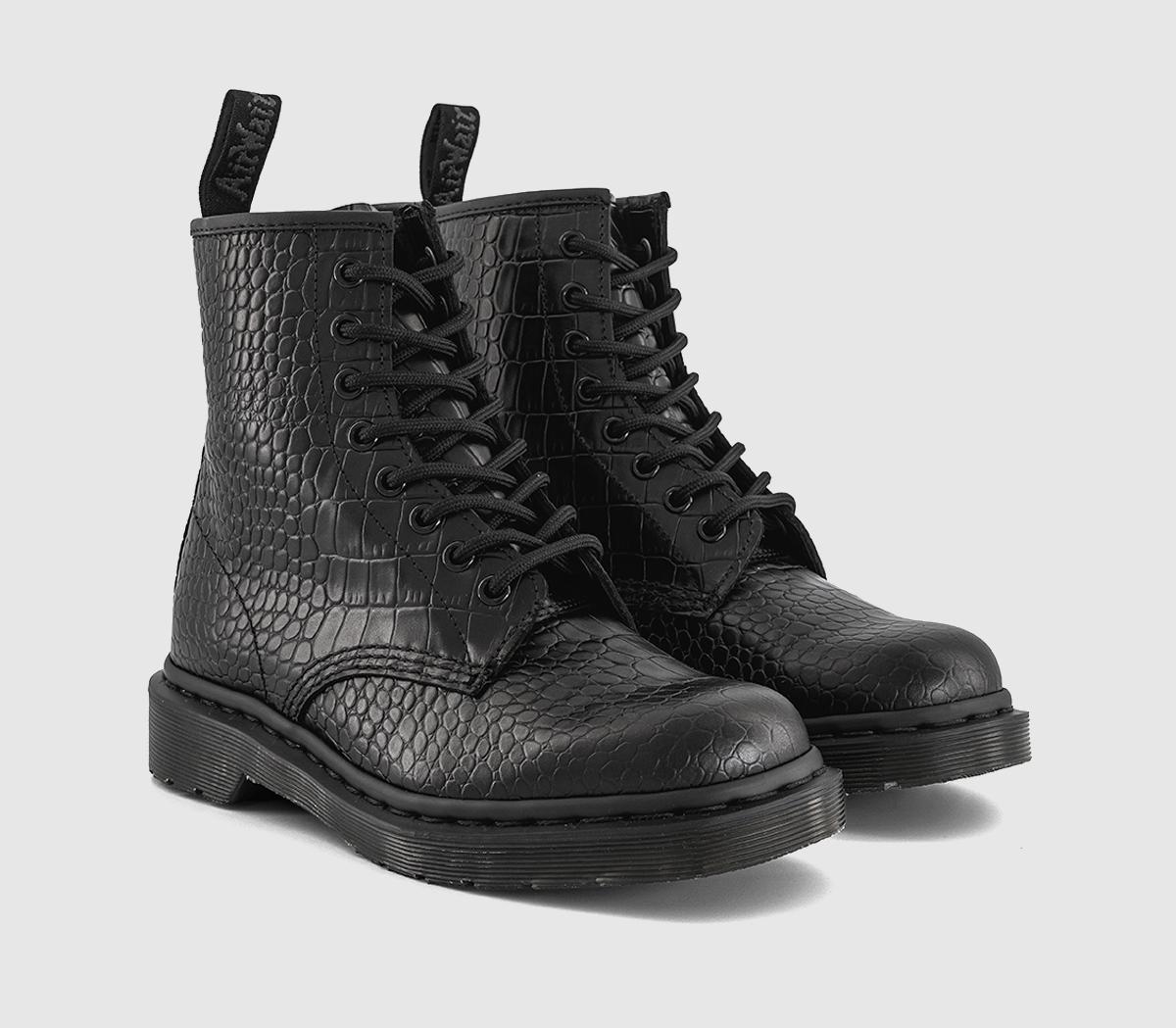 Dr. Martens8 Eyelet Lace Up BootsBlack Croco