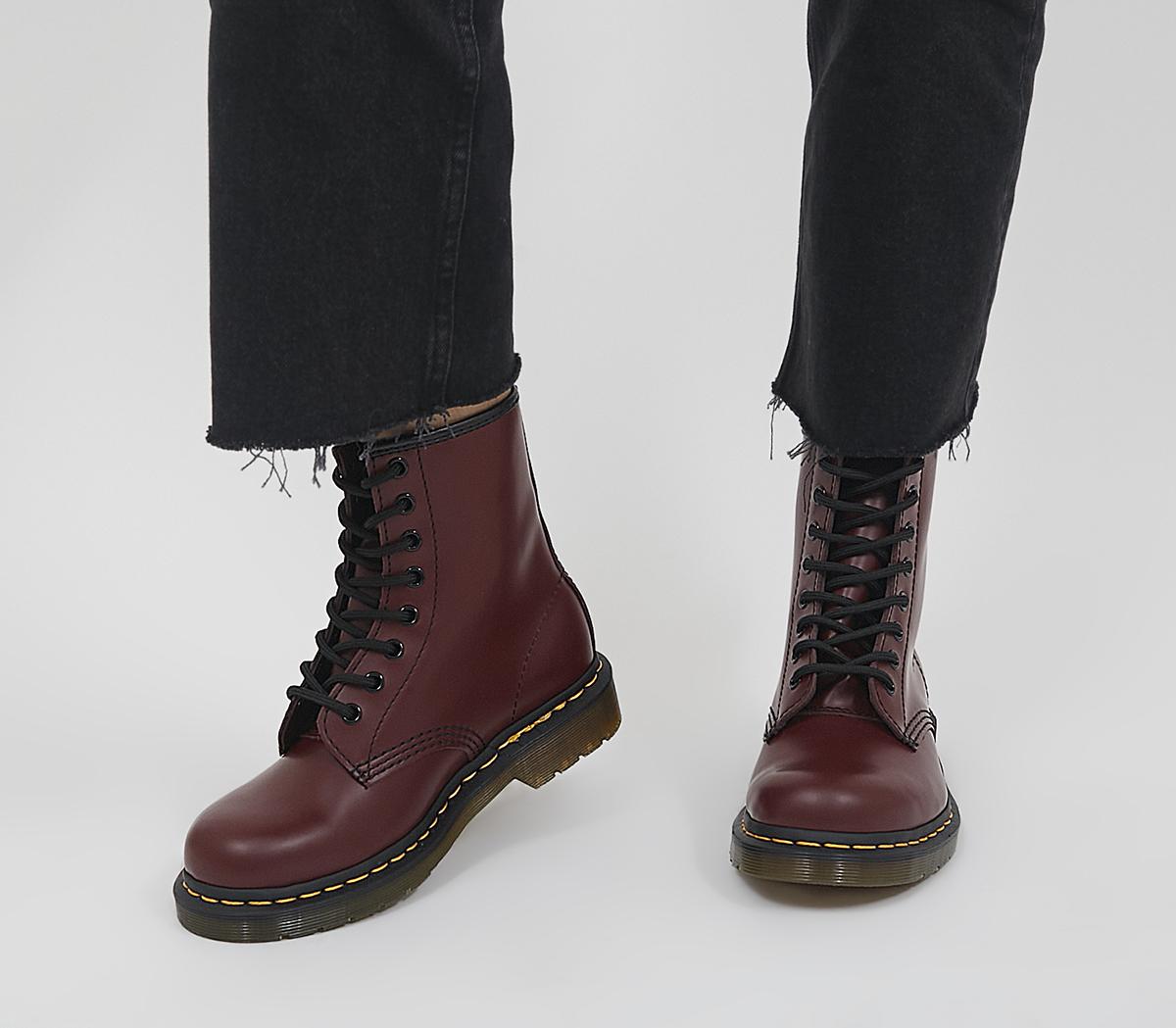 8 Eyelet Lace Up Bt Cherry Red Boots