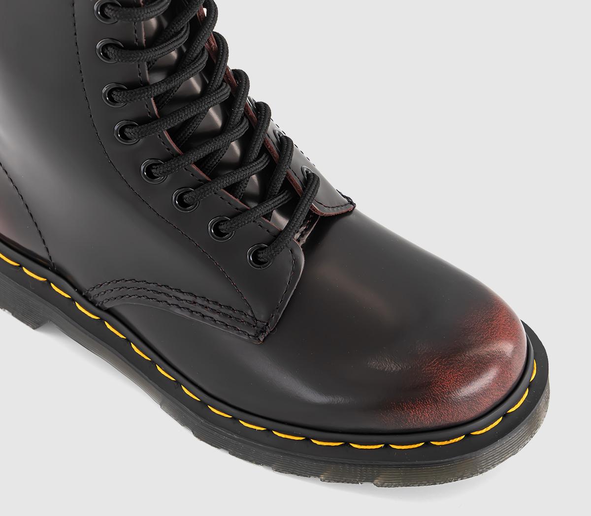 Dr. Martens 8 Eyelet Lace Up Boots Cherry Red Arcadia - Women's
