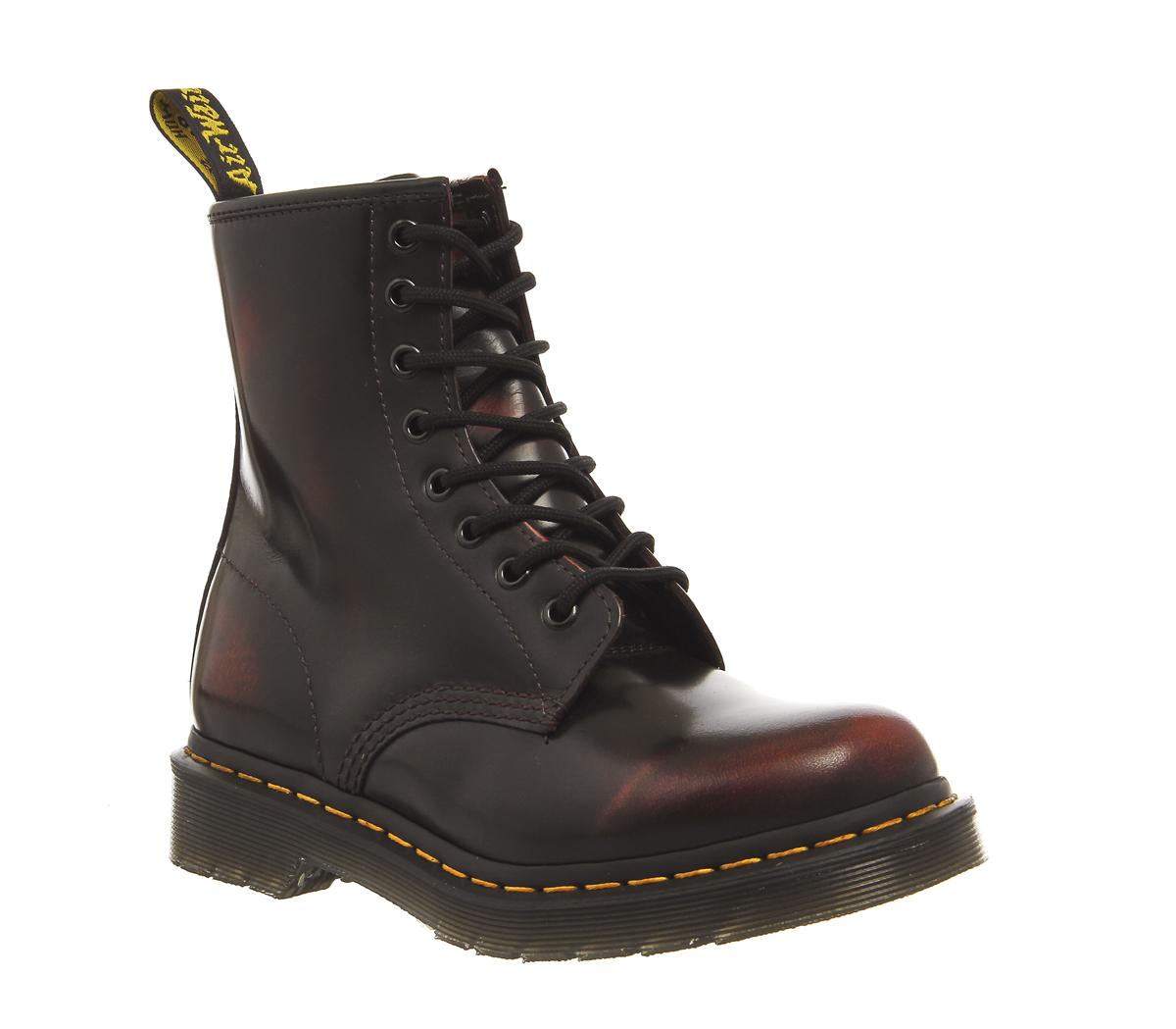 Dr. Martens 8 Eyelet Lace Up Boots Cherry Red Arcadia - Women's