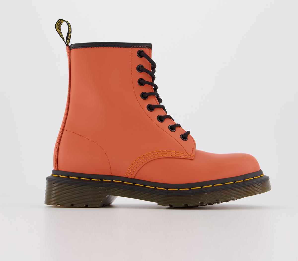 Dr. Martens 8 Eyelet Lace Up Boots Orange Smooth - Women's Ankle Boots
