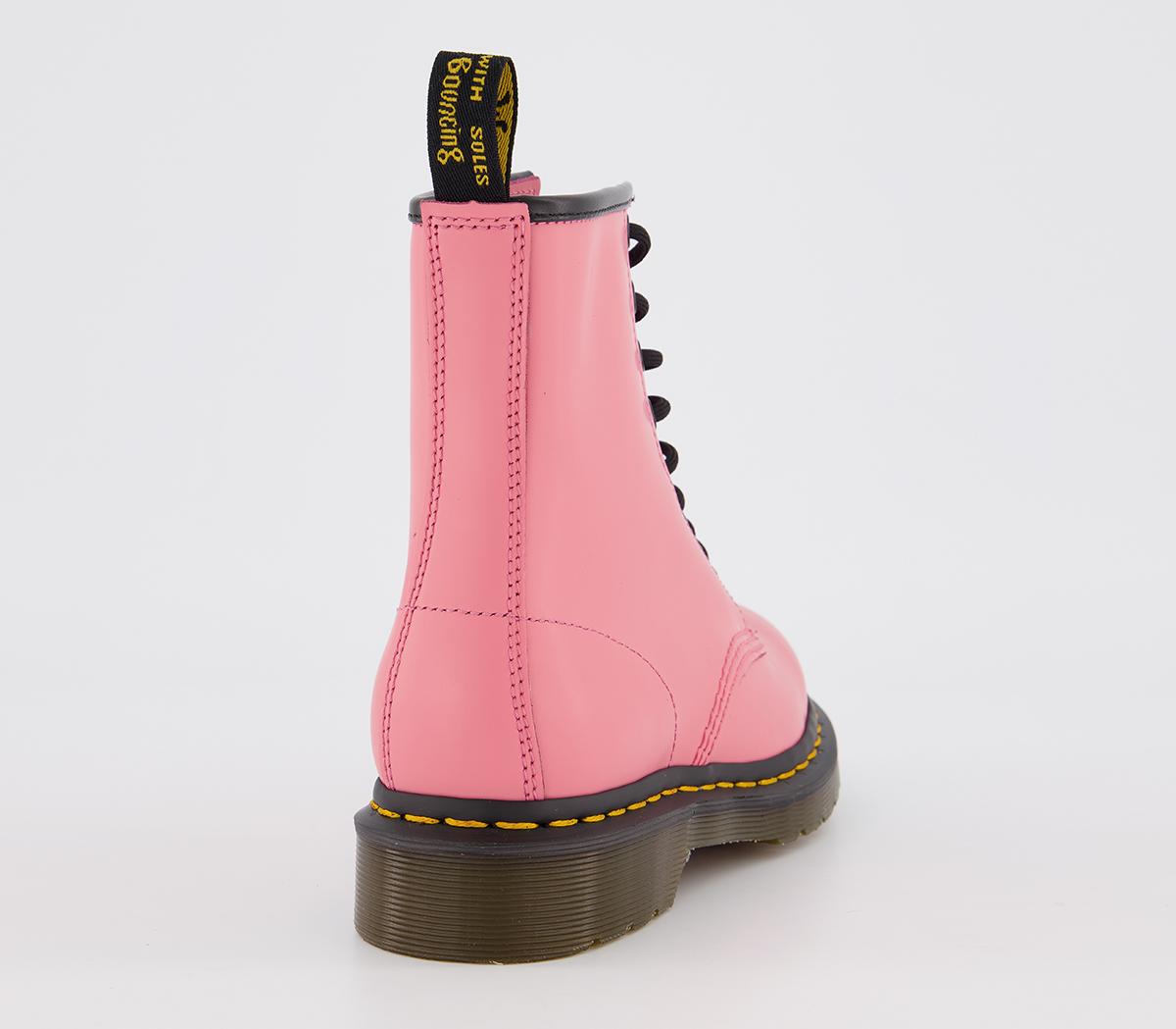 Pink Doc Martin Dr. Martens 8 Eyelet Lace Up Boots Acid Pink Smooth - Women's Ankle Boots
