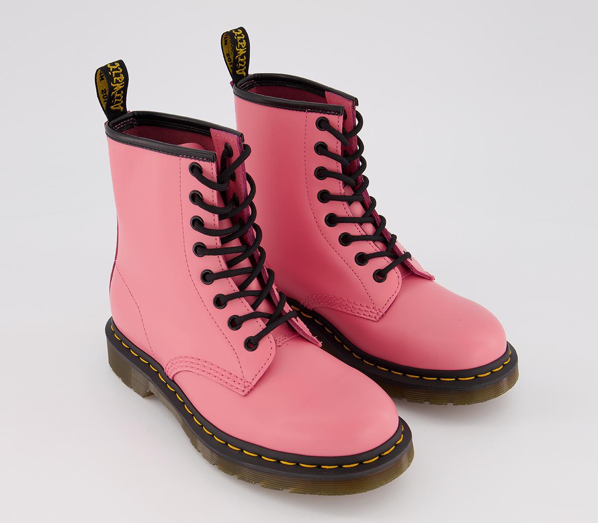 Pink Doc Martin Dr. Martens 8 Eyelet Lace Up Boots Acid Pink Smooth - Women's Ankle Boots