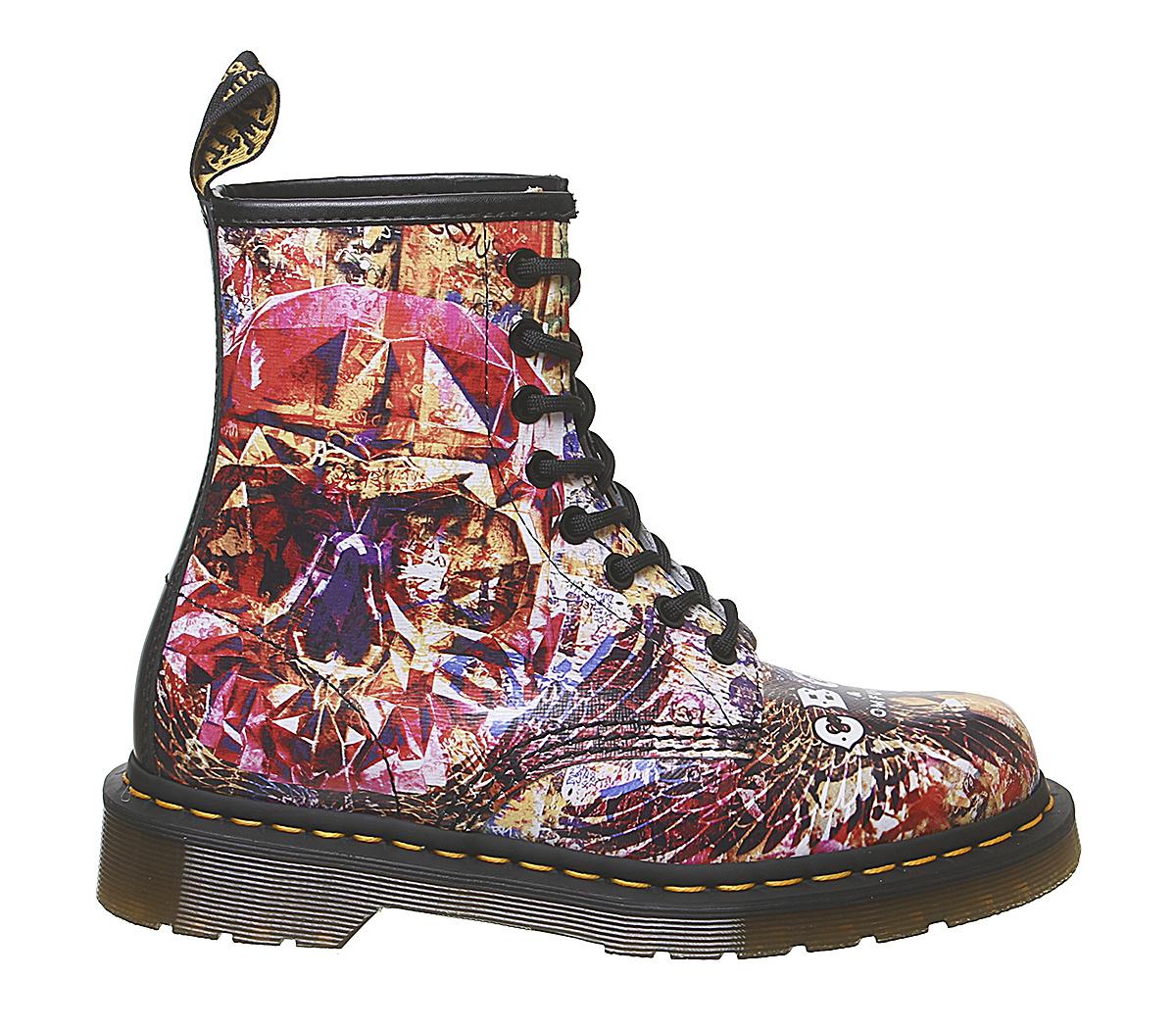 Dr. Martens 8 Eyelet Lace Up Bt Cbgb Multi Skull Cristal - Women's