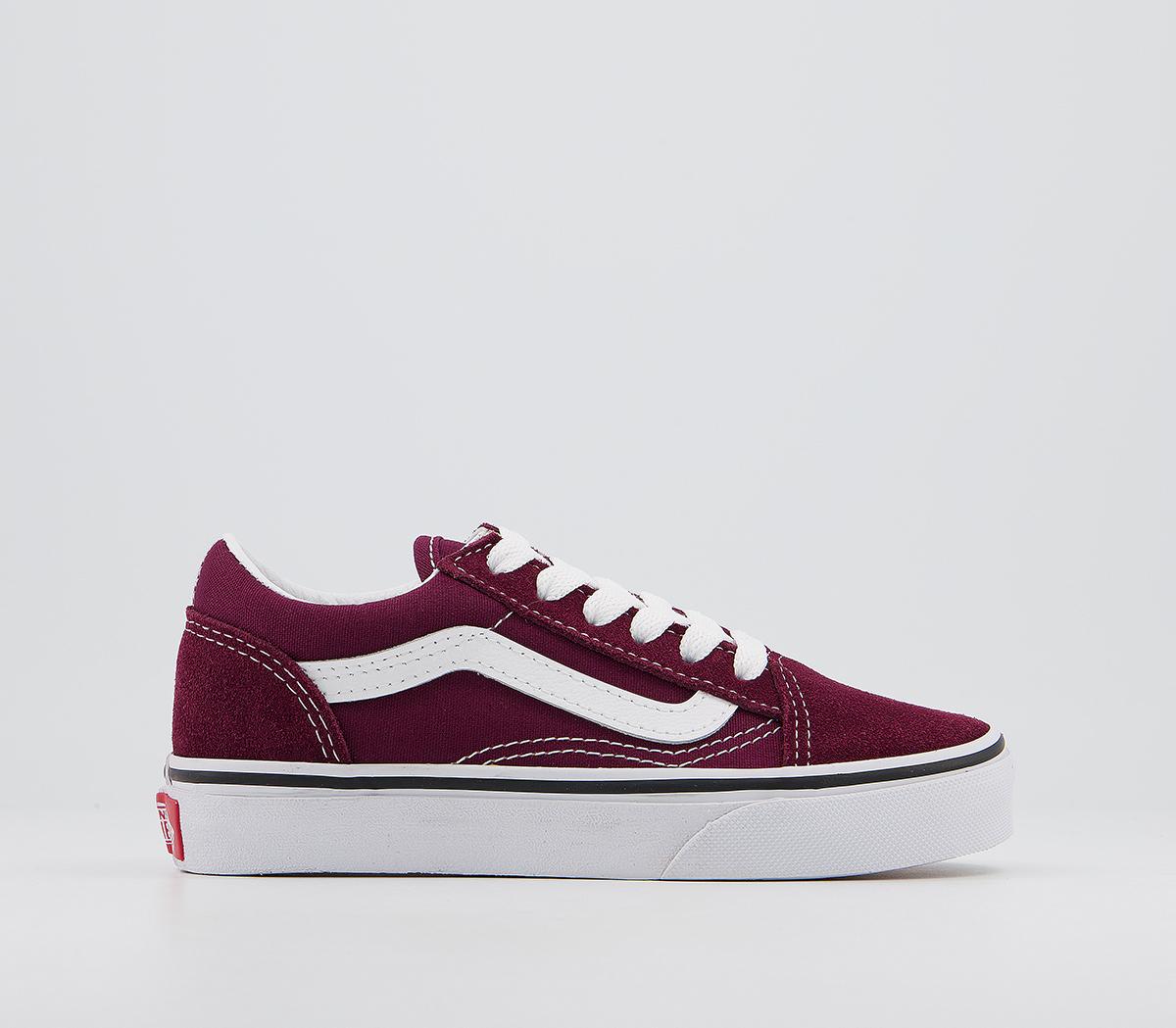 Maroon vans with white laces hotsell