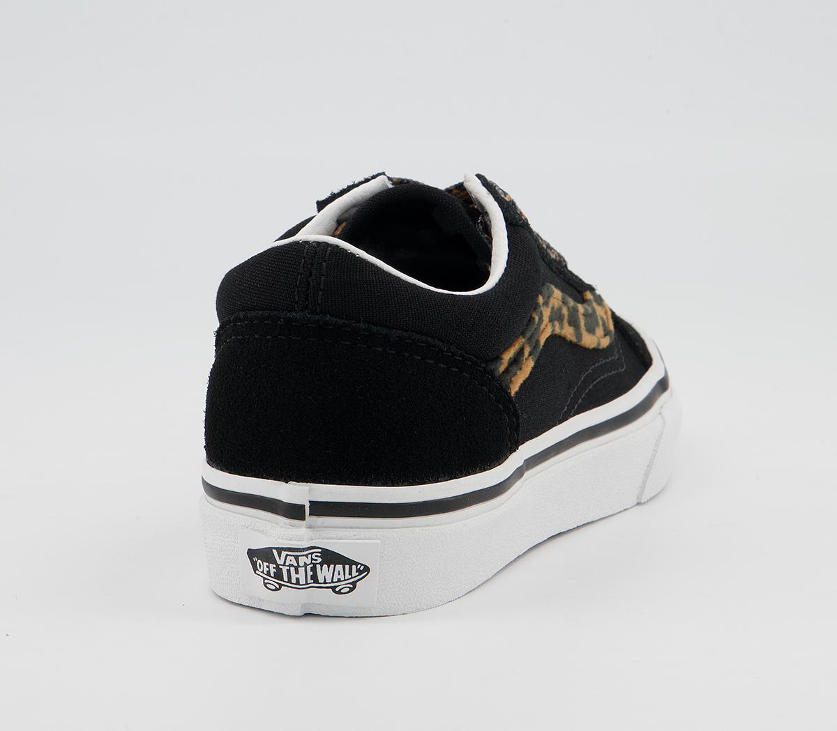 Vans Old Skool Lace Kids Trainers Vans Old Skool Lace Kids Trainers Leopard Black True White