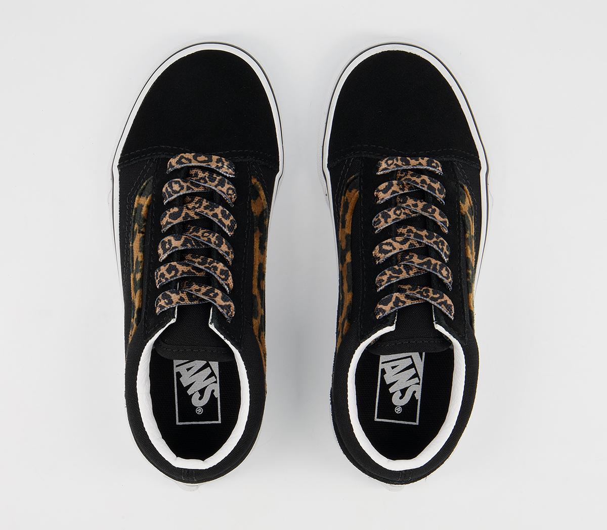 Vans Old Skool Lace Kids Trainers Vans Old Skool Lace Kids Trainers Leopard Black True White
