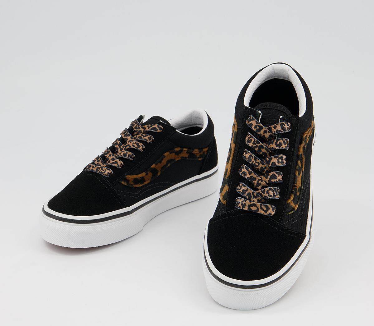 Vans Old Skool Lace Kids Trainers Vans Old Skool Lace Kids Trainers Leopard Black True White