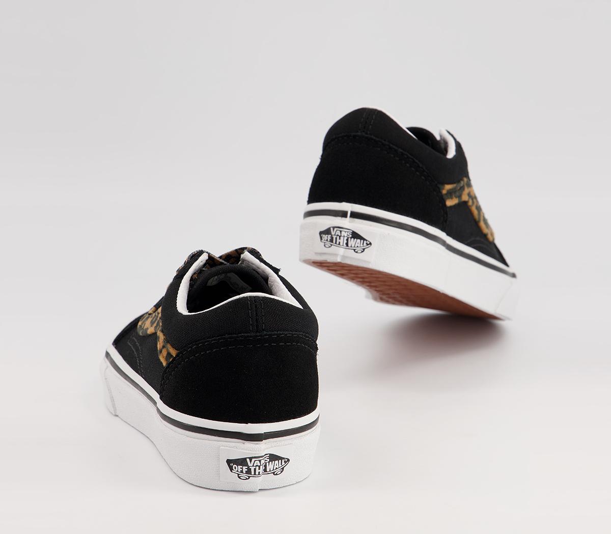 Vans Old Skool Lace Kids Trainers Vans Old Skool Lace Kids Trainers Leopard Black True White